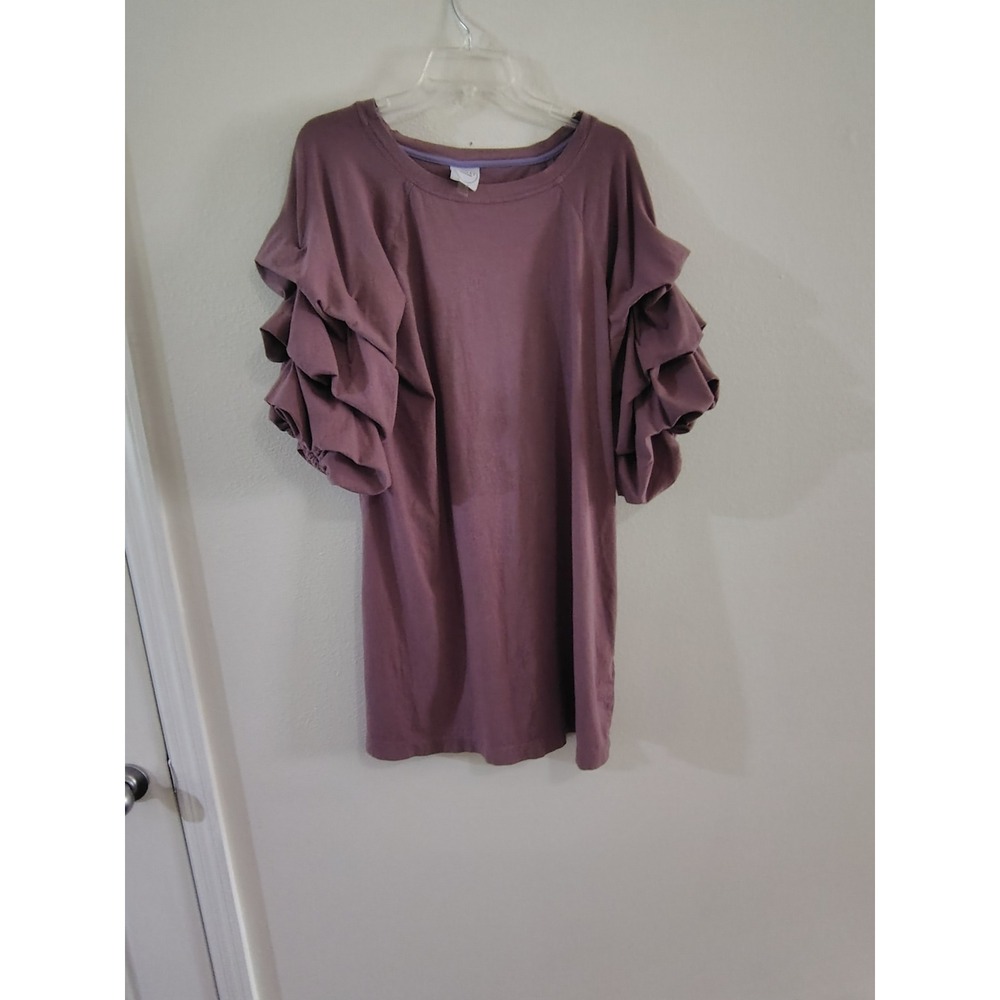 Violet Weekend Mauve Tiered Ruffle Sleeve T-Shirt Shift Dress XL